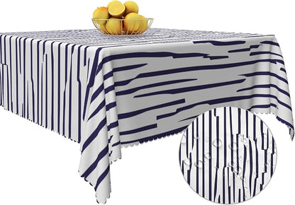 Navy Blue Stripes Tablecloth 60x60 Inch Square Abstract Irregular Striped Table Cloth Dining Square Table Cover Dust-Proof Table Cover Protector for Home Restaurant Picnic Camping BBQ