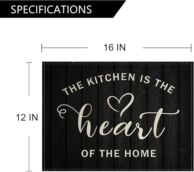 Vintage Style Placemats Set of 4 Kitchen Inspirational Quotes Rustic Home Decorative Table Mats Waterproof Heat Resistant Washable Non-Slip Place Mats for Dinner Room Kitchen Decor Table 12”×16”