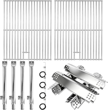 Grill Replacement Parts for Nexgrill 4-Burner 720-0830H 720-0830D 720-0783C 720-0783E 720-0958A,5-Burner 720-0888N, 17" Stainless Steel Grill Grate + Heat Plate + Burner Kit for Nexgrill