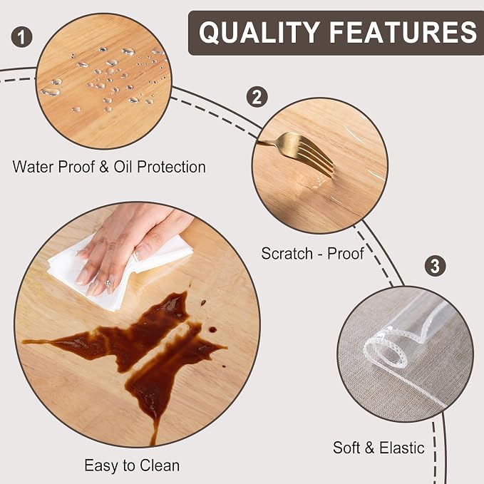 JIUZHEN 54" x 120" Heavy Duty Clear Vinyl Tablecloth – 100% Waterproof & Oil-Proof, Spill-Resistant – Easy Wipe-Clean Table Cover for Dining, Parties, Camping, Picnic, Holidays (Rectangle)