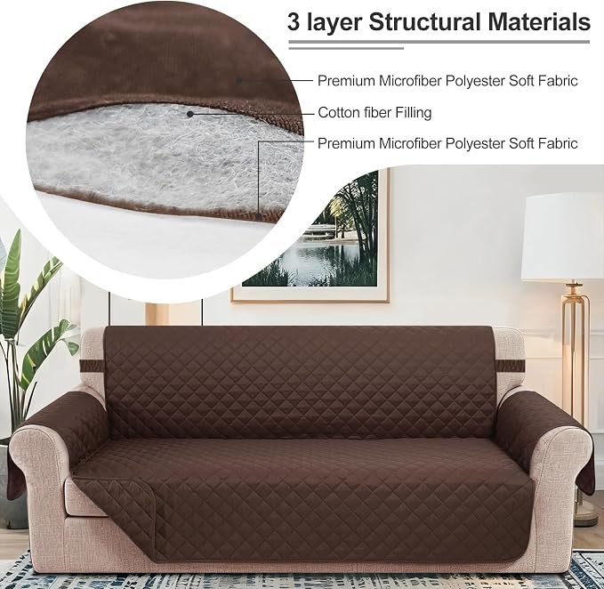 Reversible Chair Covers for Recliner Oversized, Chocolate | Recliner Oversized Covers for Living Room with Elastic Straps, Water Repellent, Chair Protectors Covers for Dogs