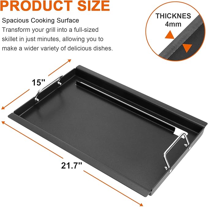Full-Size Griddle Inserts for Weber Old Spirit 200 Series E/S 200 & 210 Side Control Panel, Flat Top Griddle for Weber Spirit 500 Genesis Silver A, Replace for 7521 7522 7523 65904 65905