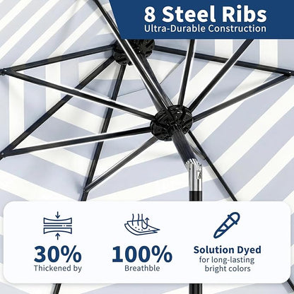 Garvee 10FT Patio Umbrella - Outdoor Table Umbrella with Smooth Crank Lift, Push Button Tilt and 8 Sturdy Ribs - Market Umbrella UV Protection Waterproof for Pool, Deck, Yard, Garden