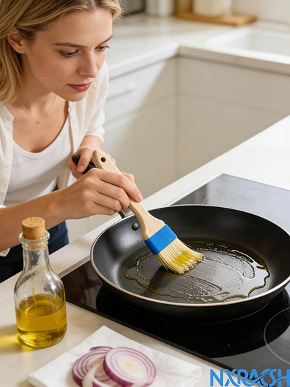 Natural Boar Bristle Pastry Brush,Heat Resistant Basting Brush for Cooking, BBQ, Baking, Food Grade Wooden Handle Oil Brush for Egg Wash, Butter,Marinade, Sauce, Dishwasher Safe(1",1.5",3PC)