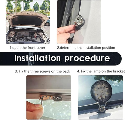 Pack-2 Car Grille Light Mount Base, Adjustable Metal Vehicle Roof Light Fixing Bracket, Universal Shock-Absorbing Automotive Hood Auxiliary Bracket Accessories for Truck SUV Car (Black)