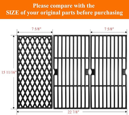 Grill Replacement Parts for Dyna Glo DGH373CRP-D,DGF371CRP-D | 15.4" Stainless Steel Grill Burner, Porcelain Enameled Steel Heat Plates & Cast Iron Cooking for Dyna Glo 3 Burner