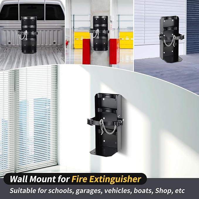 𝙐𝙥𝙜𝙧𝙖𝙙𝙚 Heavy Duty Fire Extinguisher Bracket，Wall Mount Fire Extinguisher Holder-St12 Steel, Fit 30 lb Dry/20 lb CO2 Extinguisher for School Boat Truck Replace amerex 811, 3-Yr Service