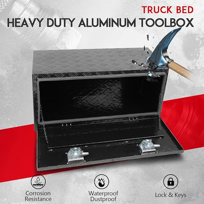36" x 18" x 18" Truck Tool Box Pickup Truck Bed Toolbox Heavy Duty | Aluminum Underbody Truck Box Fit For RV Trailers Storage Organizer with Lock & Keys Black