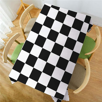 Swono Chess Board 52"X70" Oblong Table Cloth Geometric Black and White Checker Board Wrinkle Free Table Cover Farmhouse Tablecloth for Home Restaurant Picnic Indoor Outdoor Dining