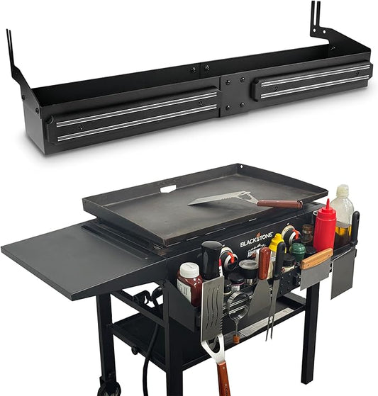 Front Griddle Caddy for Blackstone 28/28XL Inch With Two Magnetic Tool Holders, Large Capacity for Blackstone Griddle Accessories 28 Inches Bottle Storage, Easy Front Access, Black Stone Caddy