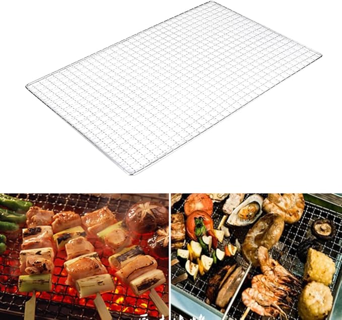 Stainless Steel Mesh BBQ Grill Grate Grid Wire Rack Cooking Replacement Net, Reusable Non-Stick BBQ Rack Cross Wire Grill Mat for Home Party Camping Barbecue Outdoor Picnic(Size:30x45cm)