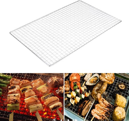 Stainless Steel Mesh BBQ Grill Grate Grid Wire Rack Cooking Replacement Net, Reusable Non-Stick BBQ Rack Cross Wire Grill Mat for Home Party Camping Barbecue Outdoor Picnic(Size:30x45cm)