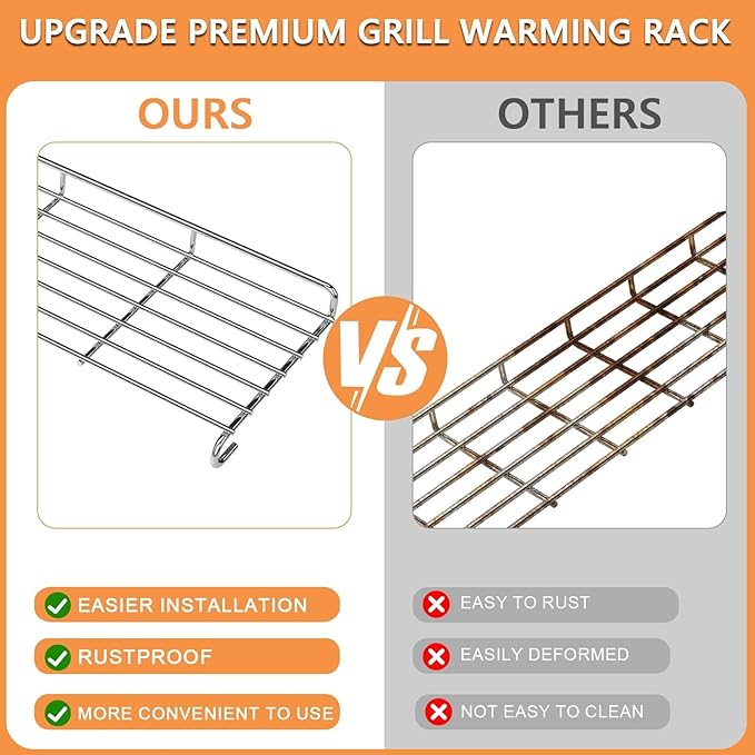 66045 Warming Rack for 4-Burner Weber Genesis II SE/E 410 SER Weber Genesis 2 GS4 Grill Parts Replacement II E410 SE410 Top Rack Accessories 4 Burner Grills, 32 3/4" L Stainless Steel Upper Rack 66800