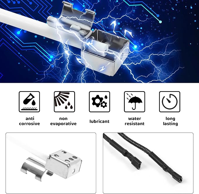 Uniflasy DHLG-12 Grill Igniter Replacement Kit for Charbroil | 2 Outlet Electronic Igniter, Switch Button with 6 Wires, For Charbroil Ignition Systems