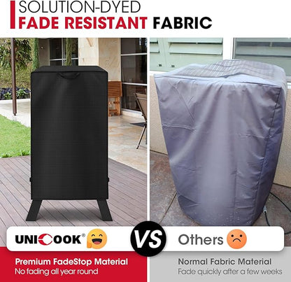 Unicook 30 Inch Electric Smoker Cover for Masterbuilt, Unique UV Resistant Waterproof Vinyl with Polyester Lining, Outdoor Digital Propane Vertical Smoker Cover, 19" W x 17" D x 33" H
