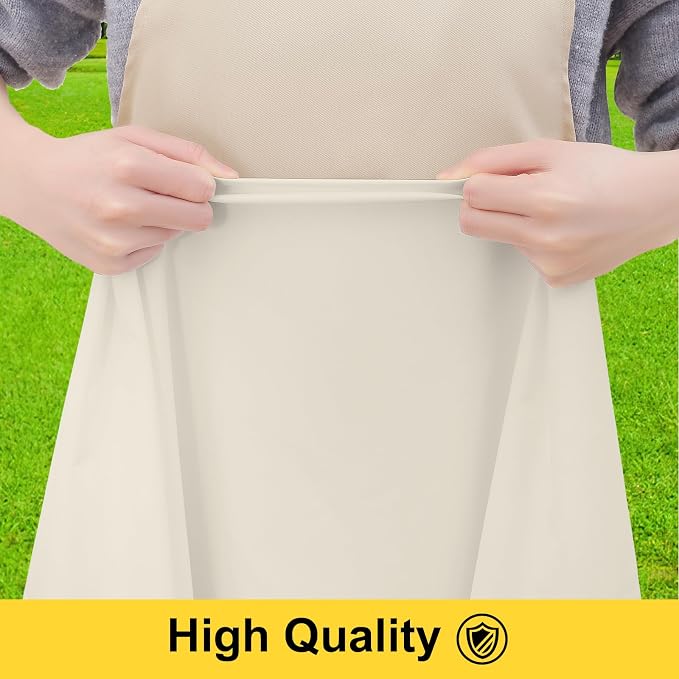 Smiry Picnic Table Cover with Bench Covers, Waterproof Elastic Fitted Polyester Tablecloths for 4 Ft Rectangle Tables, Washable Windproof Tablecloth for Camping, RV & Outdoor (Beige, 24x48 Inches)
