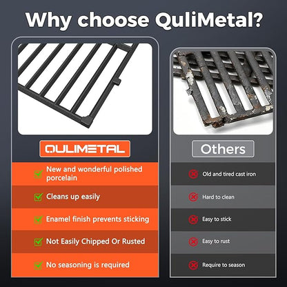 QuliMetal 7637 Grill Grates for Weber Spirit E210,E220,S210,S215 with Front Control,Replacement Grill Parts for Weber Spirit 200 & GS4 Spirit II E210,Spirit II E220,17.5 x 10.2 Inch,2-Pack