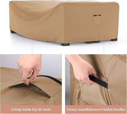 Mrrihand Heavy Duty Patio Furniture Covers, Outdoor Furniture Covers Waterproof Sectional Sofa Set , Patio Table and Chair Set Cover 118"L×57"W×28"H,Brown