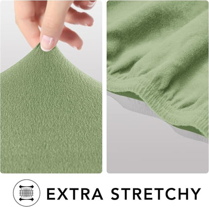 PureFit Stretc Recliner Chair Covers Fleece Soft Couch Covers for Sofa | Sage Green 4-Pieces Recliner Slipcover Pocket Couch Protector, Fleece Sofa Cover Washable with Non Slip Elastic Bottom