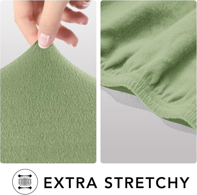 PureFit Stretch Oversized Couch Covers Fleece Sofa Slipcovers Sage Green | 1-Piece Sofa Cover Washable Soft Couch Protector, Couch Slipcover with Non Skid Foam and Elastic Bottom for Kids, Dogs