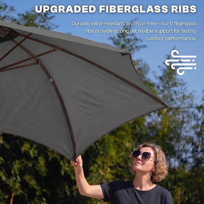 7.5ft Patio Umbrella, Outdoor Table Market Umbrella with Smooth Crank Lift, 6 Windproof Fiberglass Ribs, UPF50+ UV Protection for Deck, Pool, Garden and Backyard