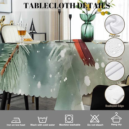 Swono Cardinal Bird Tablecloth Winter Cardinal Bird Red Rectangle Table Cloth Washable Plaid Table Cover for Kitchen Holiday Dinner, 52x 70 Inch Tablecloth