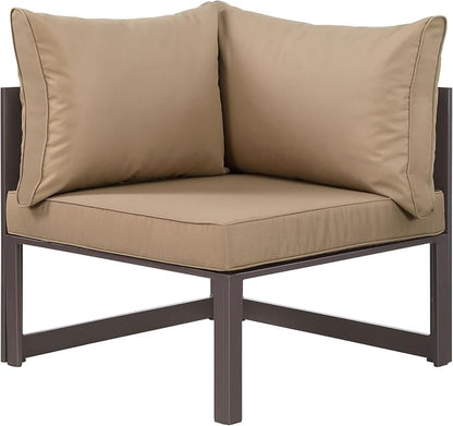 Modway Fortuna Aluminum Outdoor Patio Corner Chair in Brown Mocha (EEI-1518-BRN-MOC)