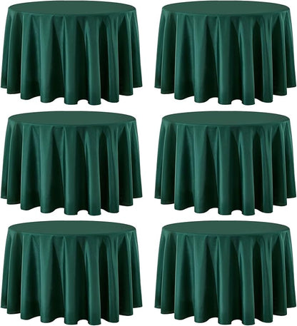 6 Pack Dark Green Round Tablecloths 90 Inch for Dining Tables | Washable Decorative Linen Polyester Table Cover for Banquets Buffets Parties and Weddings