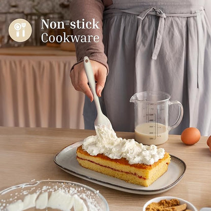 Silicone Spatula Set – 2-Piece Set of Rubber Spatulas for Non-Stick Cookware – Kitchen Tools and Accessories with Comfortable Handles, Heat-Resistant Utensils for Cooking and Baking – Cream