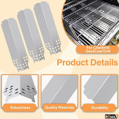 BQMAX Replacement Parts for Charbroil Gas2Coal Grill Parts 463370516 463370519, Repair Kit for Charbroil Grill Gas2Coal 463278418 463278419 G421-0001-W1 G553-0002-W1A,Stainless Steel