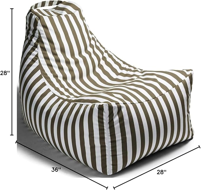 Jaxx Juniper Outdoor Bean Bag Patio Chair & Poolside Lounge, Taupe Striped