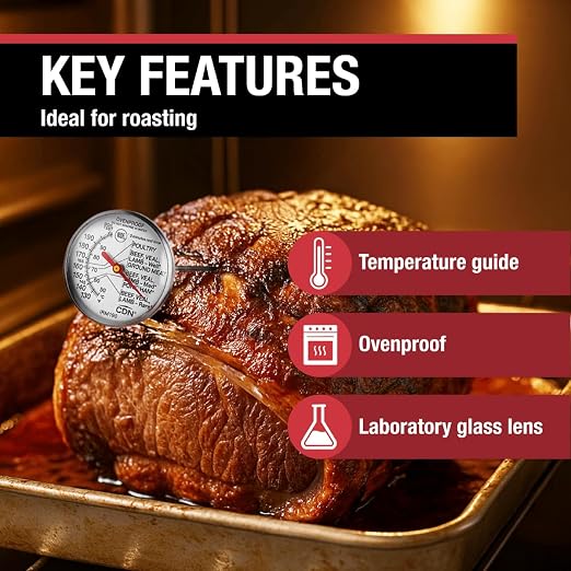 CDN Ovenproof Meat Thermometer | NSF® Certified | ProAccurate® | 1.75" Dial | For Oven & Grill Cooking | Durable Stainless Stem | Fast & Accurate Readings | IRM190