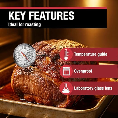 CDN Ovenproof Meat Thermometer | NSF® Certified | ProAccurate® | 1.75" Dial | For Oven & Grill Cooking | Durable Stainless Stem | Fast & Accurate Readings | IRM190