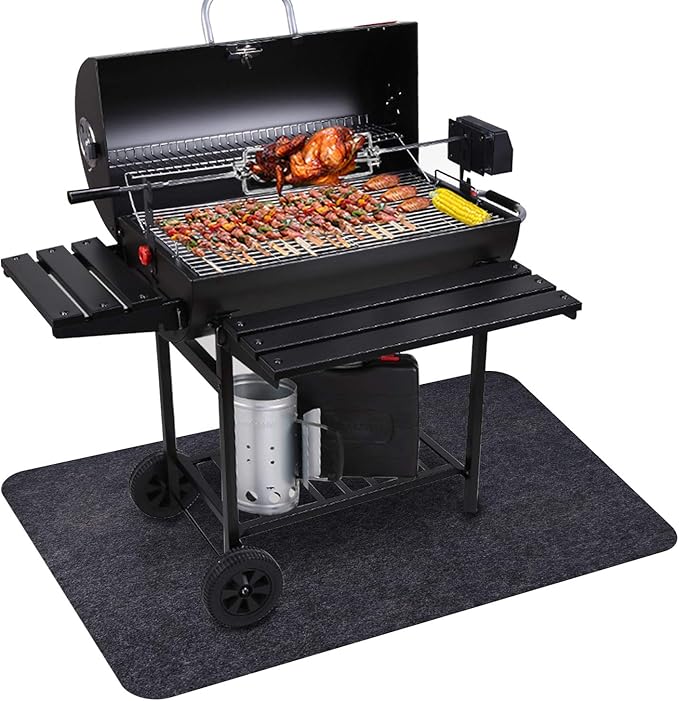 Fasmov 30 x 48 inches Under Grill Mat, Reusable Outdoor Floor Mat, Under Grill Floor Mats to Protect Deck, BBQ Pad for Under BBQ, Absorbent Oil Pad Protector for Decks and Patios