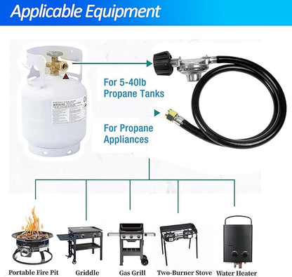 Gas Grill Regulator and Hose,Propane Hose with Regulator Replacement for Weber, Blackstone, Nexgrill, Fire Pit, Most LP Gas Grills (3ft)