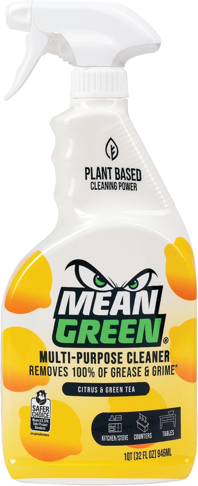 Mean Green Multi-Purpose Cleaner Spray, Citrus & Green Tea, 32 oz – Removes 100% of Grease & Grime, Kitchen, Bathroom & Household Surfaces