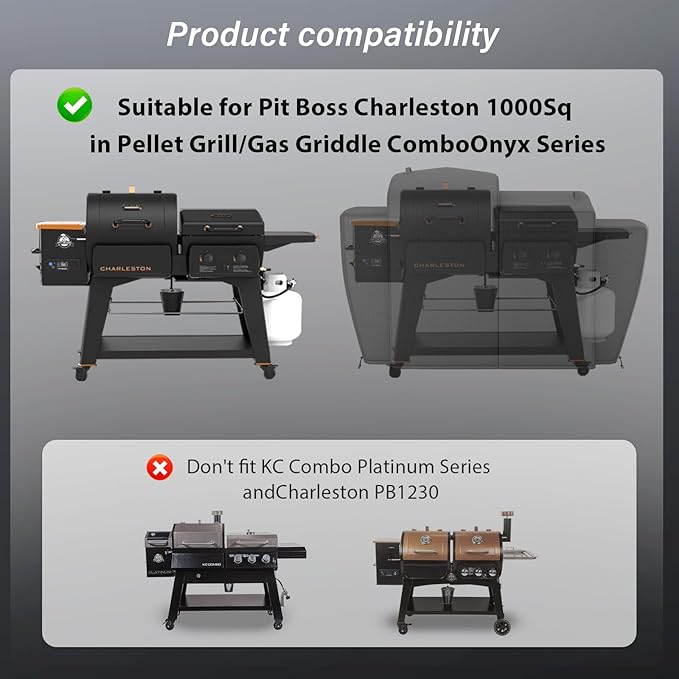 Grill Cover for Pit Boss Charleston PB1020 Combo Grill Onyx Edition Upgraded Full-Length Cover for Charleston 1000 Sq in Pellet Grill/Gas Griddle Combo Onyx Series