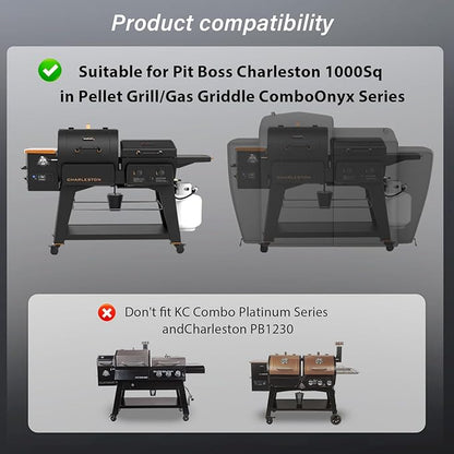 Grill Cover for Pit Boss Charleston PB1020 Combo Grill Onyx Edition Upgraded Full-Length Cover for Charleston 1000 Sq in Pellet Grill/Gas Griddle Combo Onyx Series
