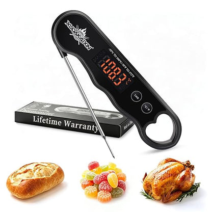 0.3s Fast Read Meat Thermometer – USB-C Rechargeable,Black | Digital instant read for BBQ, baking, and candy –no batteries needed