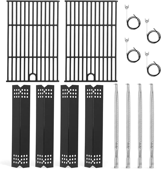 Criditpid Grill Replacement Parts for Nexgrill 720-0925P 720-0925, Cast Iron Grill Grates, Heat Plates Shields, Burner Tubes & Igniter Kit for Nexgrill 720-0925P 4 Burner Gas Grill.