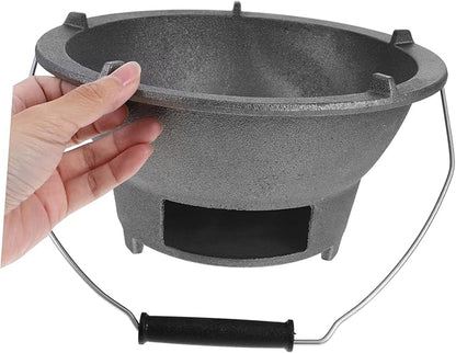 Happyyami Portable Charcoal Grill Stove Multifunctional Tabletop Bbq Grill for Camping and Outdoor Cooking Cast Iron Charcoal Chimney for Versatile Grilling and Heating