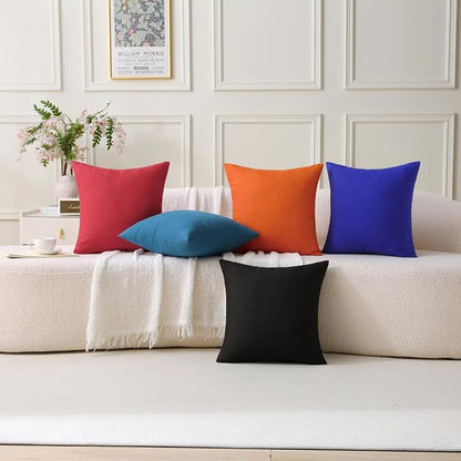 18" x 18" Throw Pillows, Outdoor Waterproof Pillows with Inserts, Square Decorative Pillows for Patio Furniture Garden Couch Sofa Home(Black, Set of 4)