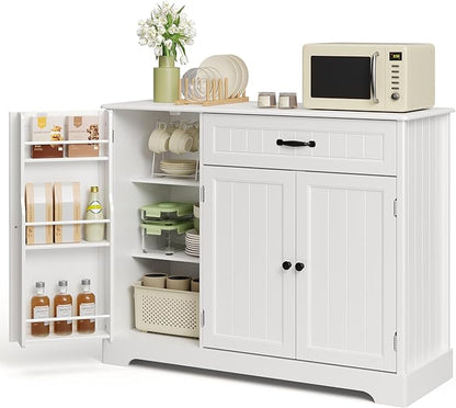 42'' Buffet Cabinet, Coffee Bar Cabinet for Living Room, White | Coffee Bar, Sideboard Cabinet with Internal Storage Shelf for Dining Room, Kitchen, Living Room, Kitchen and Laundry Room