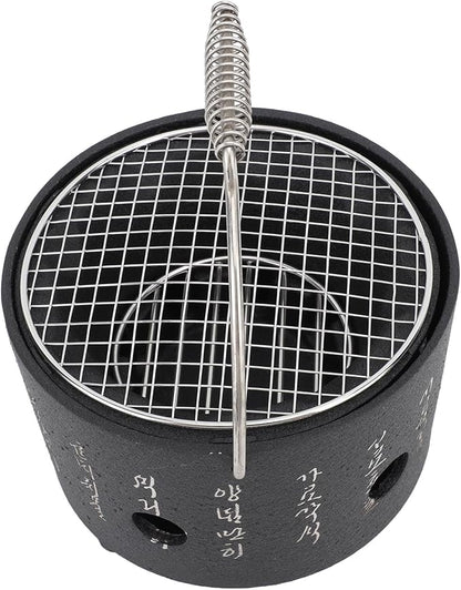 Fydun Portable BBQ Stove, Handle Text Stove Korean Cooking Charcoal Design Multifunctional Charcoal Grills Barbecue Alcohol Surrounding Tea Cooking Energy Saving Aluminum Stainless (S