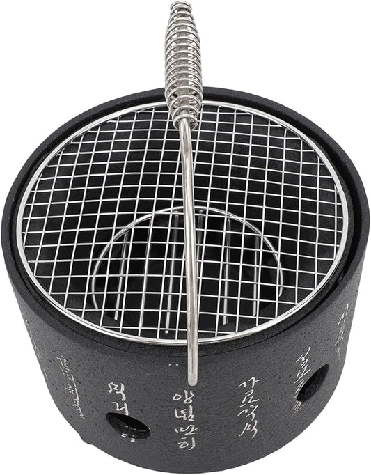 Hibachi Grill, Aluminum Stainless Steel Handle Portable Barbecue Stove Fast Even Heating Charcoal Stove with Grill Pan for Barbecue Tea Making (Small Size)