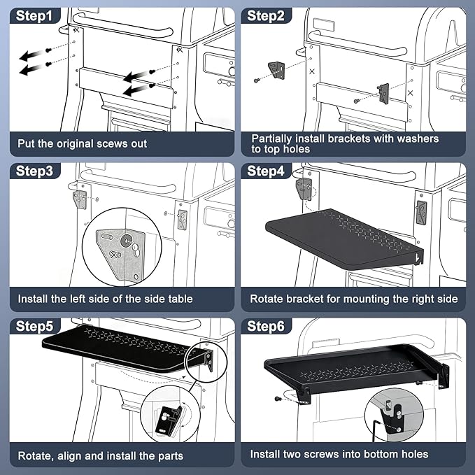 KEESHA Folding Front Table for Weber Searwood 600 Pellet Grill, Replace Weber 3400108, Heavy-Duty Grill Accessories for Food Prep and Storage, 24" x 12.5"