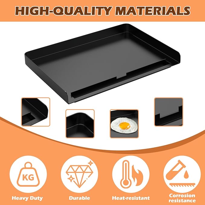 GR101 Grill Plate Replacement Part for Ninja Sizzle Smokeless Indoor Grill & Griddle, 14'' Flat Top Grill Plate Parts for Ninja GR100 Series Electric Grill, GR101 Griddle Plate, Non-stick