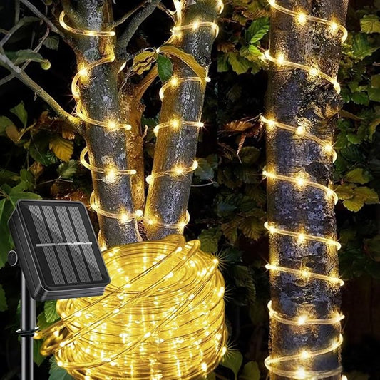 LairtPOW Solar Rope Light Outdoor Waterproof, 39FT 100LEDs Solar Tree Lights with 8 Lighting Modes, IP65 Waterproof Fairy Rope Lights for Palm Tree Garden Patio Yard Christmas Decoration (Warm White)
