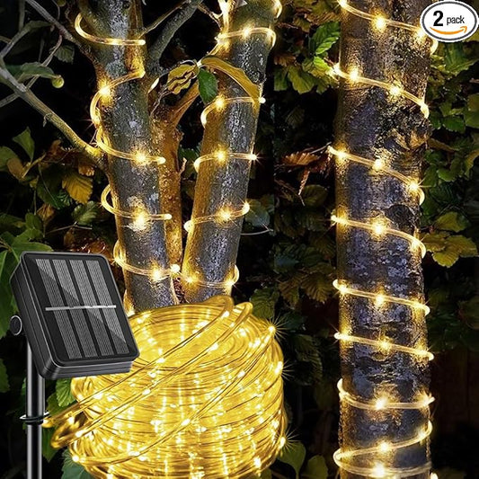 LairtPOW Solar Rope Light 2 Pack Waterproof IP65 39FT 100LEDs Outdoor LED ‎Solar Outdoor Lights for Party Garden Yard Home Wedding Christmas Halloween Holiday Tree Decoration Lighting