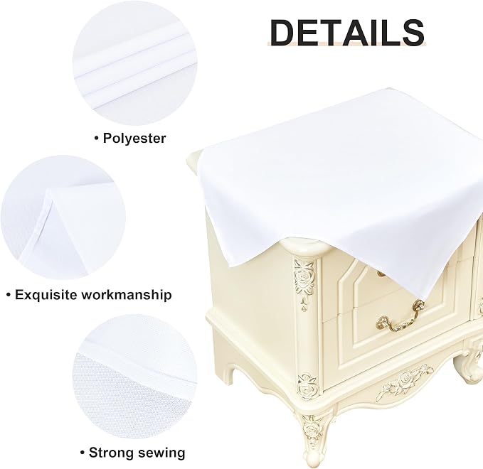 Wolkemer 2 Pack Small Square Tablecloth 24 x 24 Inch Washable Fabric Table Cloth Solid White Table Cover for Nightstand End Bedside Tables Tabletop Decoration